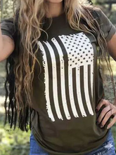 T-Shirt mit amerikanischer Flagge und Rundhalsausschnitt
